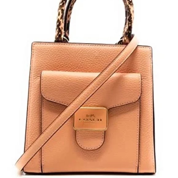 NWT Coach Pink Shell Pepper Leather Crossbody Satchel Bag Snake Embossed C6779 - Picture 10 of 16